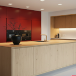 cocina destacada madera y rojo